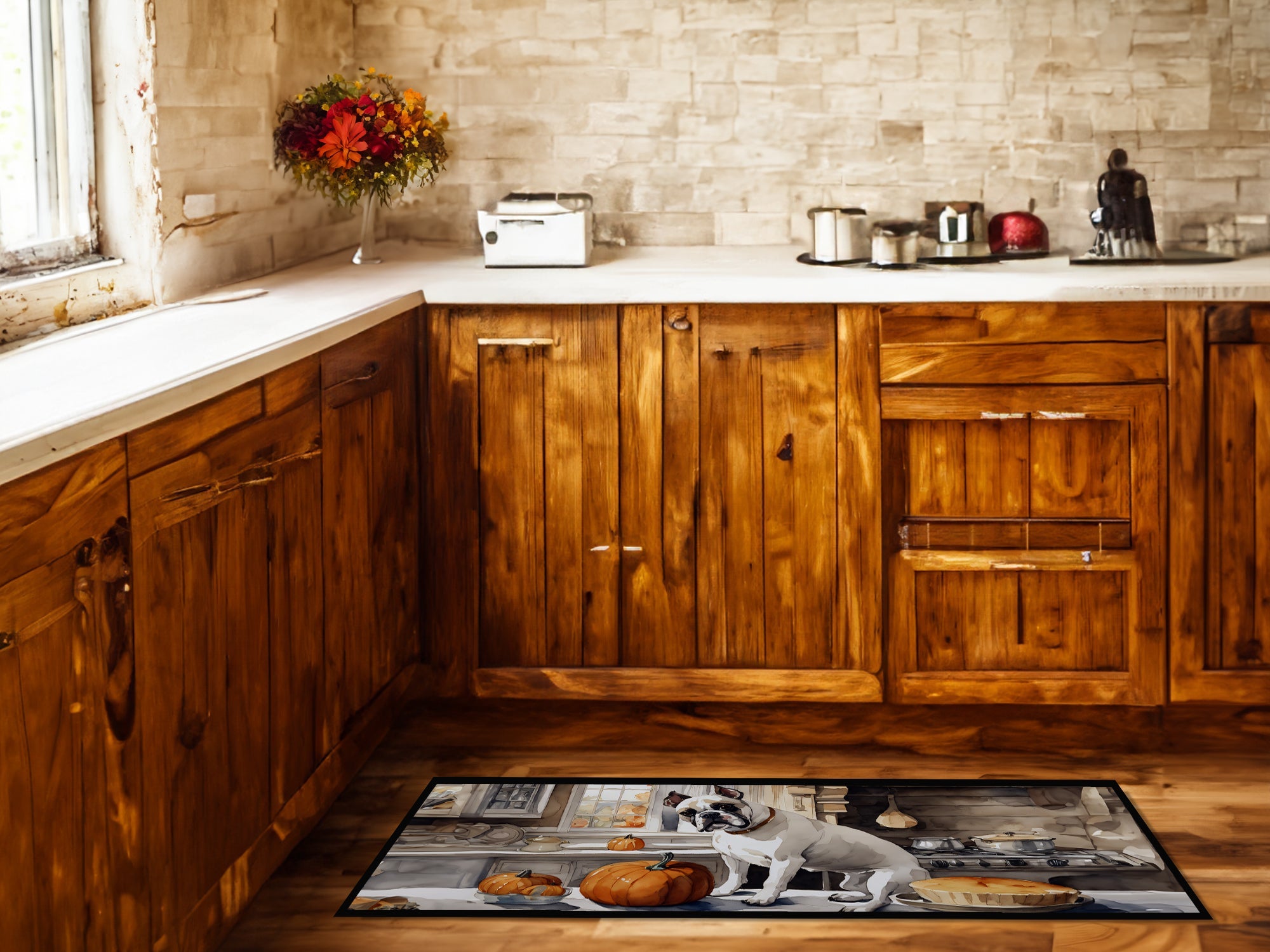Boxer Fall Kitchen Pumpkins Runner Mat 28x58 Front Door Mat Indoor Outdoor Rugs for Entryway Hallway Foyer Non Slip Washable Wide Doormat
