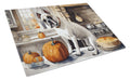 Boxer Fall Kitchen Pumpkins Cutting Board Tempered Glass Kitchen Cutting Surface, Heat Resistant Chopping, Non-Slip Feet, Food Prep & Serving