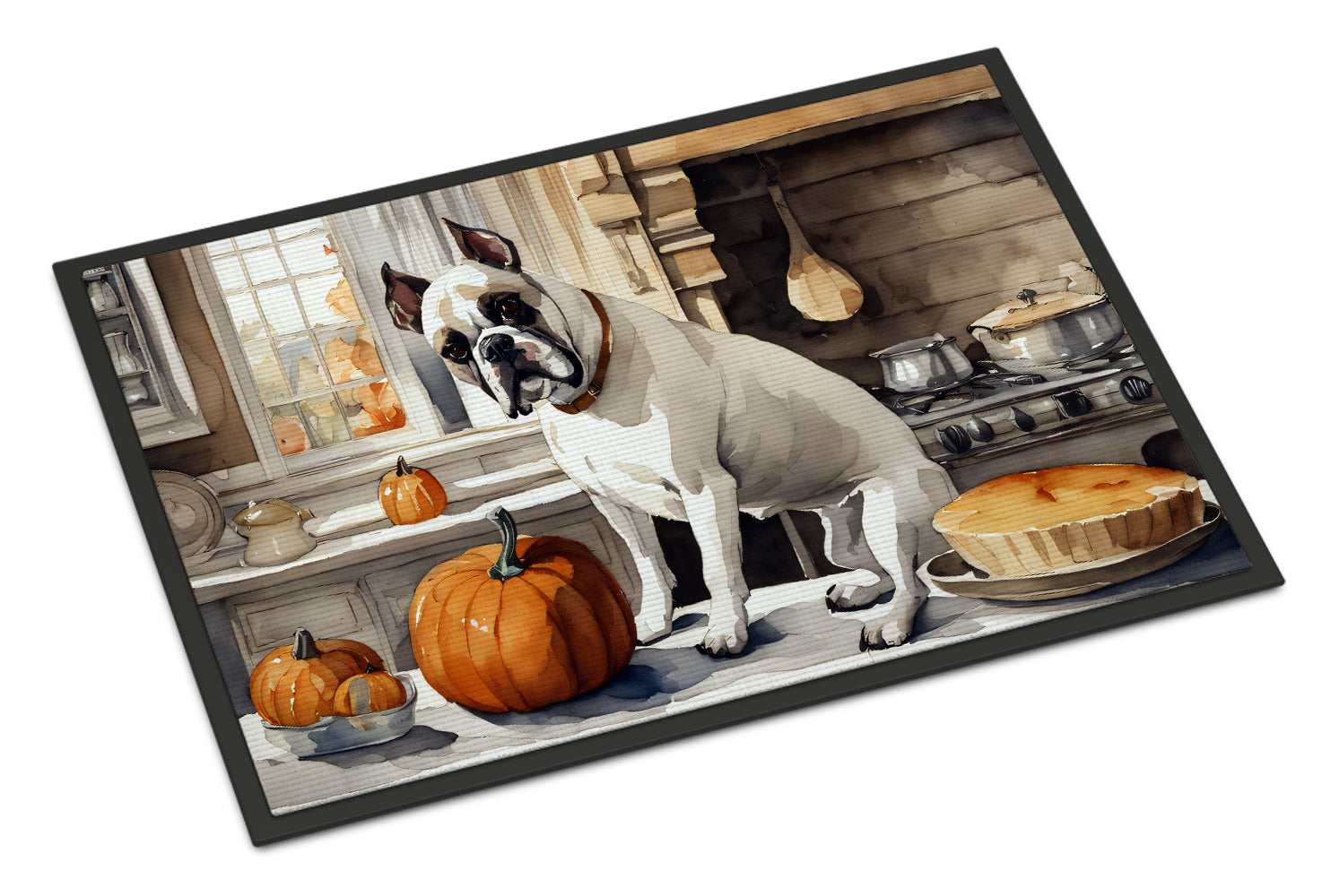 Boxer Fall Kitchen Pumpkins Doormat Indoor Outdoor 18H X 27W Front Door Mat Rugs for Entryway, Non Slip Washable