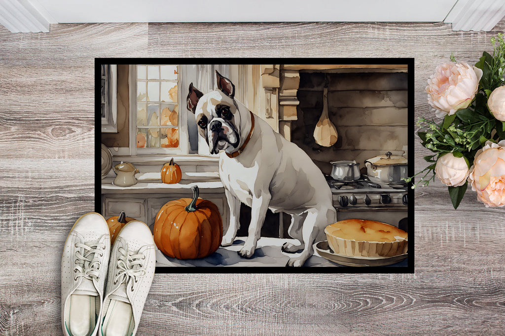Boxer Fall Kitchen Pumpkins Doormat Indoor Outdoor 18H X 27W Front Door Mat Rugs for Entryway, Non Slip Washable
