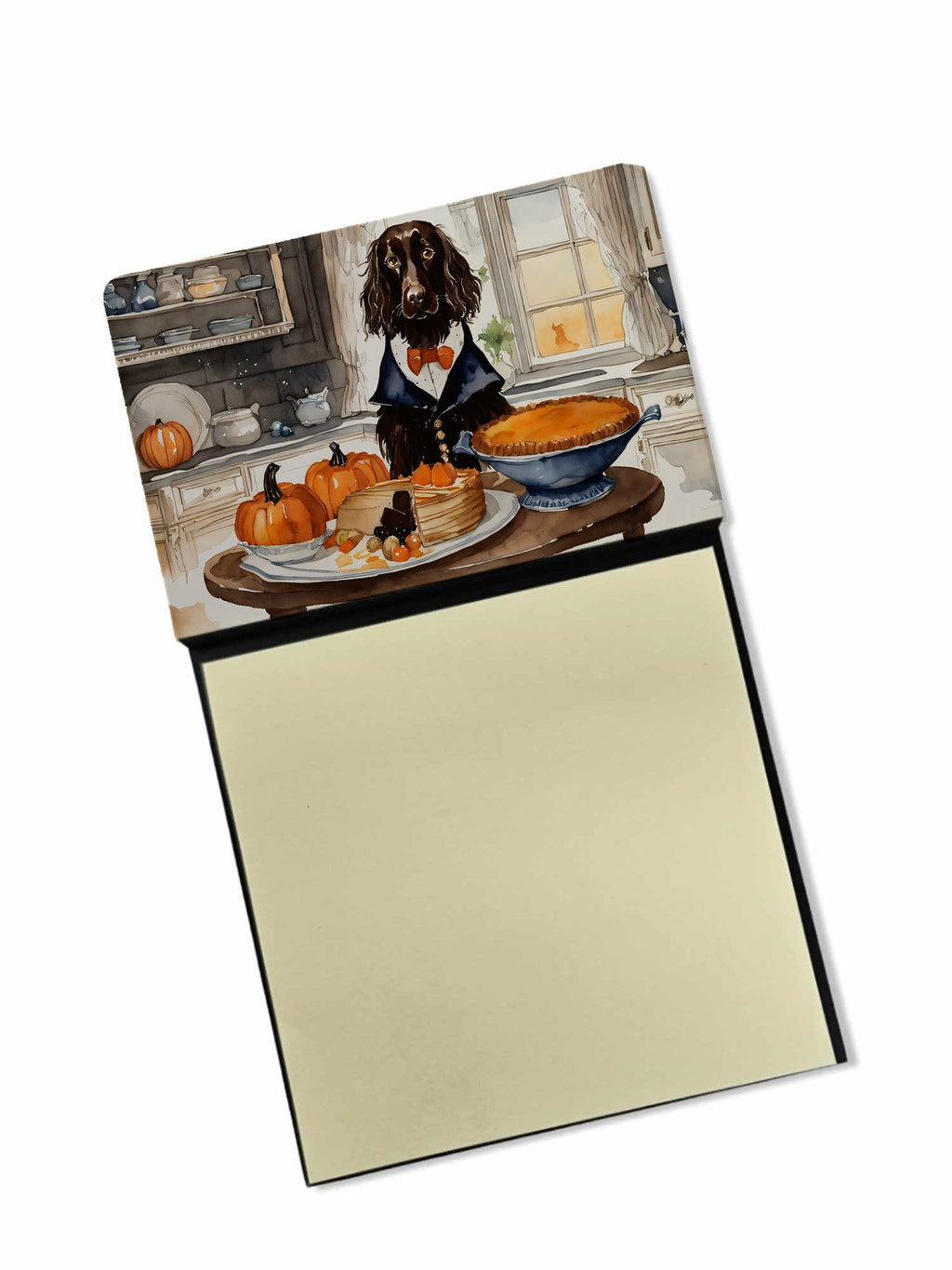Boykin Spaniel Fall Kitchen Pumpkins Watercolor Sticky Note Holder Refillable Dispenser Desk Accessory 3x3 Pad Gift