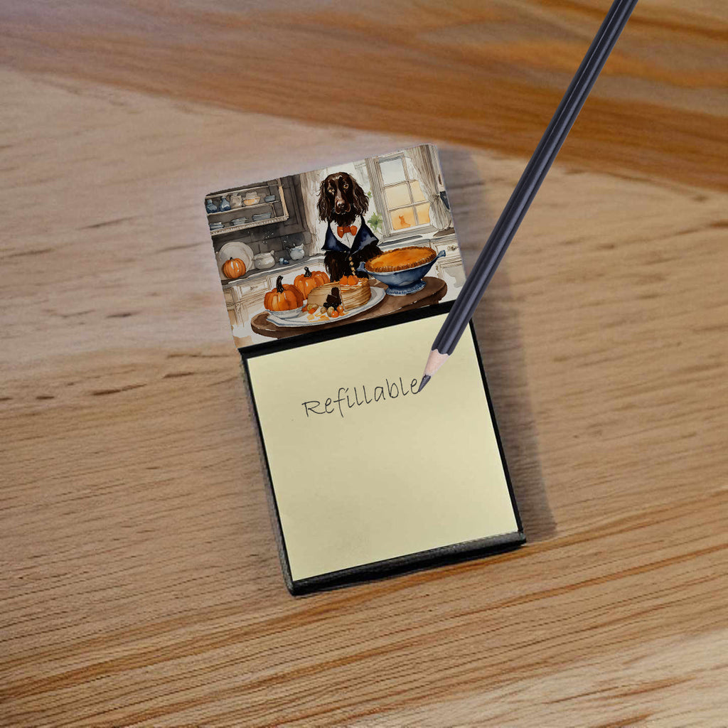 Boykin Spaniel Fall Kitchen Pumpkins Watercolor Sticky Note Holder Refillable Dispenser Desk Accessory 3x3 Pad Gift
