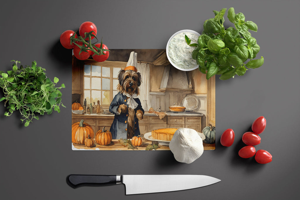 Briard Fall Kitchen Pumpkins Cutting Board Tempered Glass Kitchen Cutting Surface, Heat Resistant Chopping, Non-Slip Feet, Food Prep & Serving