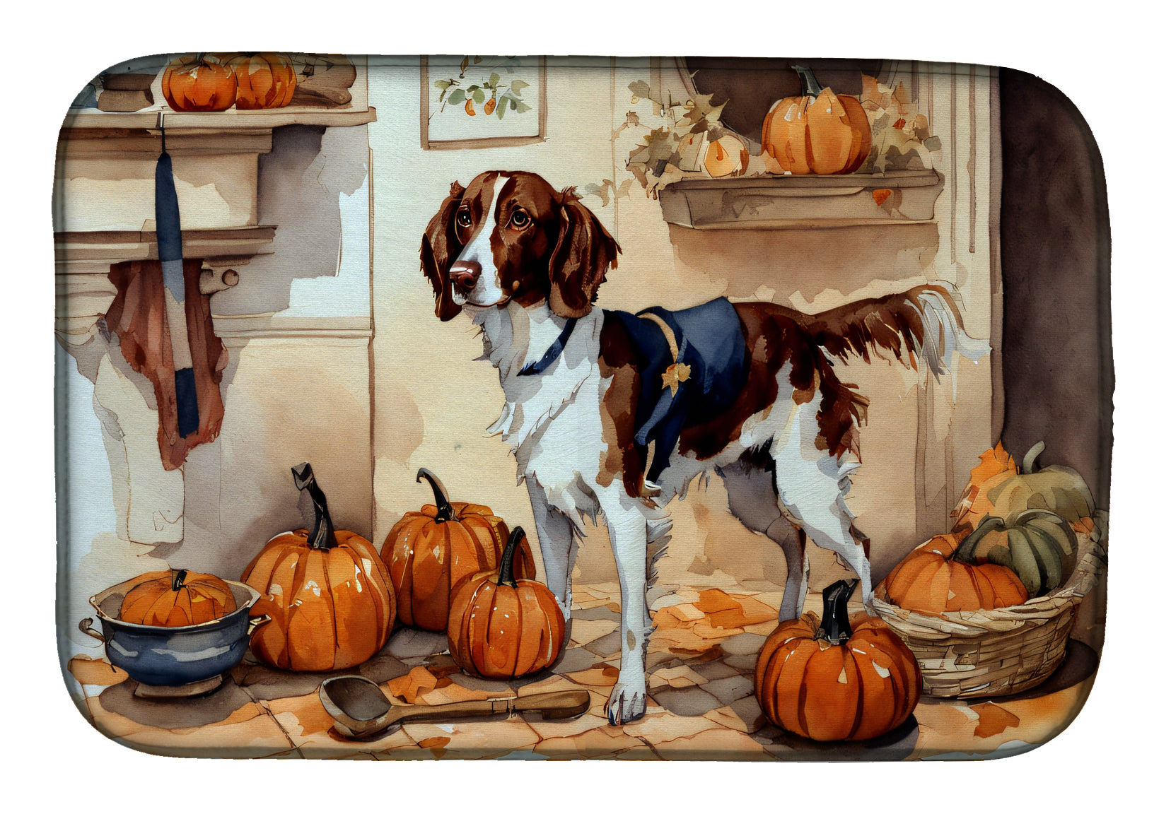 Brittany Fall Kitchen Pumpkins Dish Drying Mat Absorbent Dish Drying Mat Pad for Kitchen Counter Dish Drainer Mat for Countertop, 14 x 21", Multicolor
