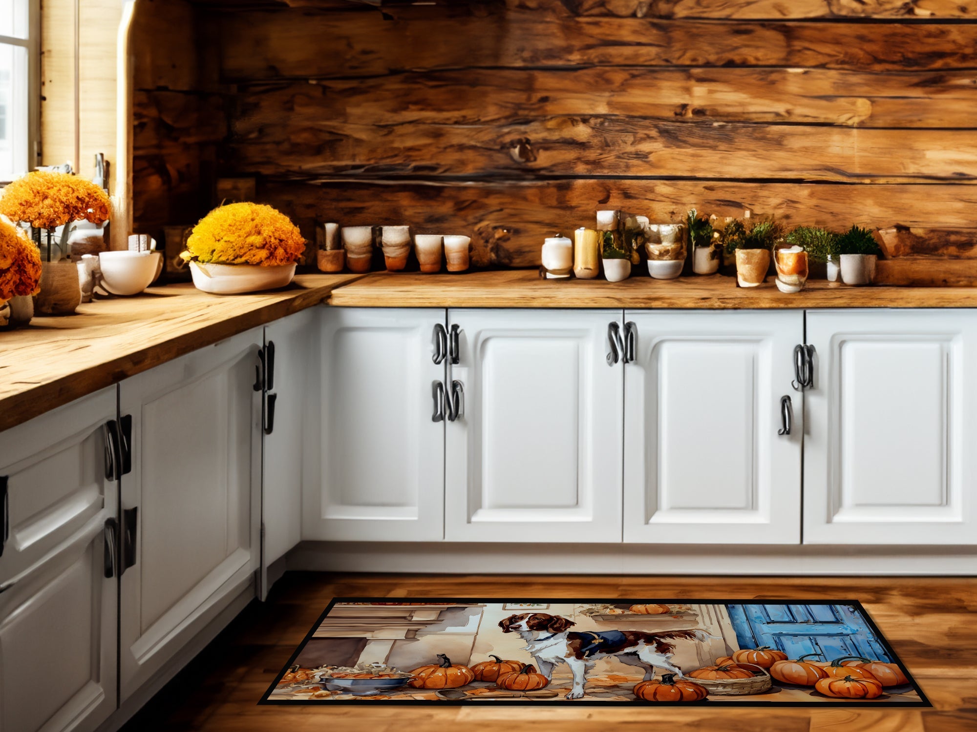 Brittany Fall Kitchen Pumpkins Runner Mat 28x58 Front Door Mat Indoor Outdoor Rugs for Entryway Hallway Foyer Non Slip Washable Wide Doormat