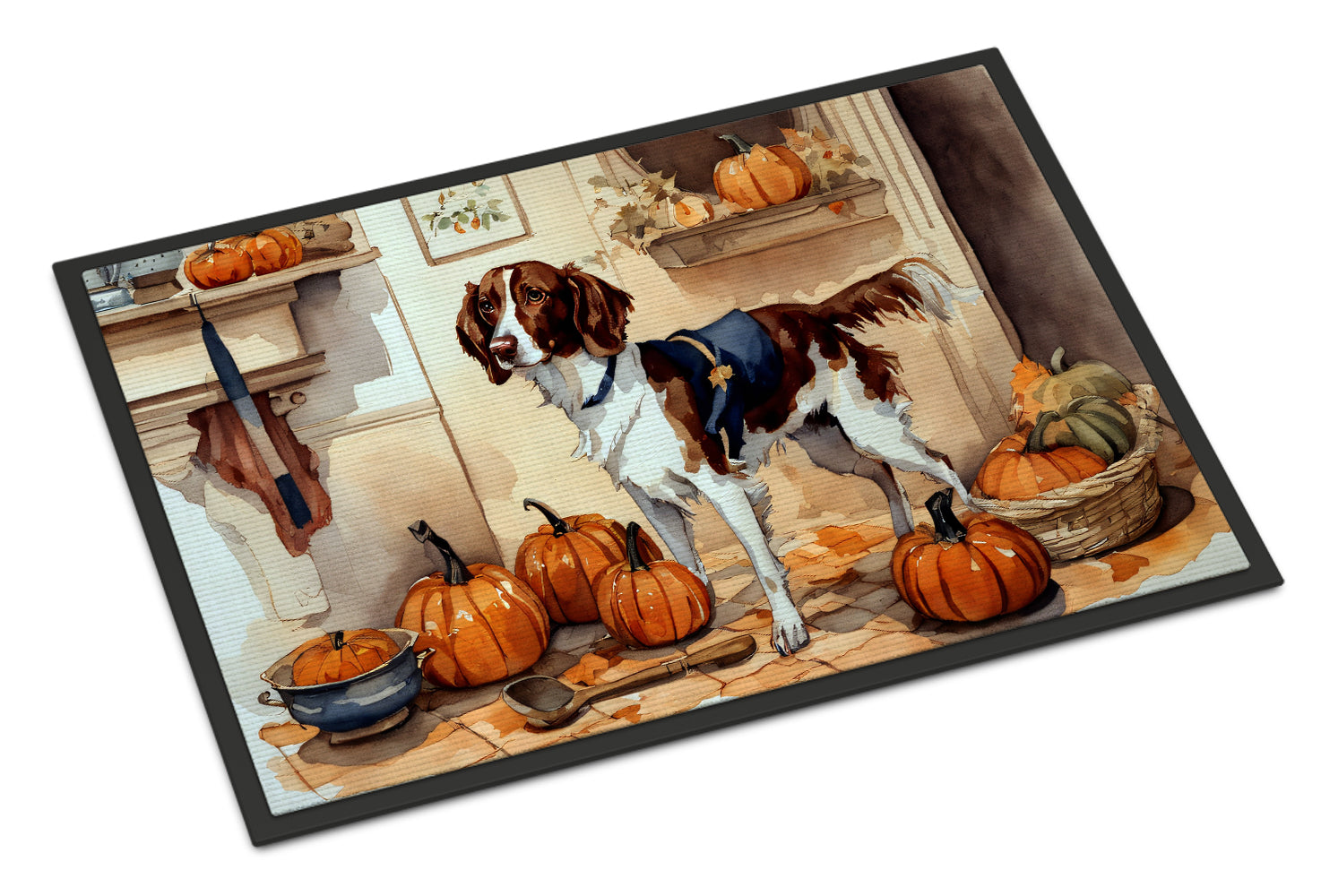 Brittany Fall Kitchen Pumpkins Doormat Indoor Outdoor 18H X 27W Front Door Mat Rugs for Entryway, Non Slip Washable