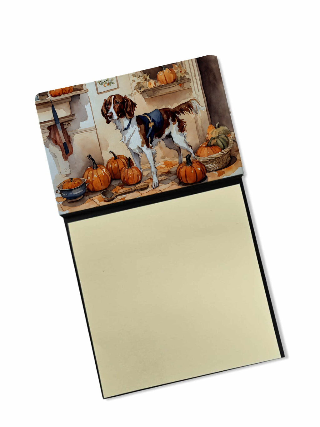 Brittany Fall Kitchen Pumpkins Watercolor Sticky Note Holder Refillable Dispenser Desk Accessory 3x3 Pad Gift