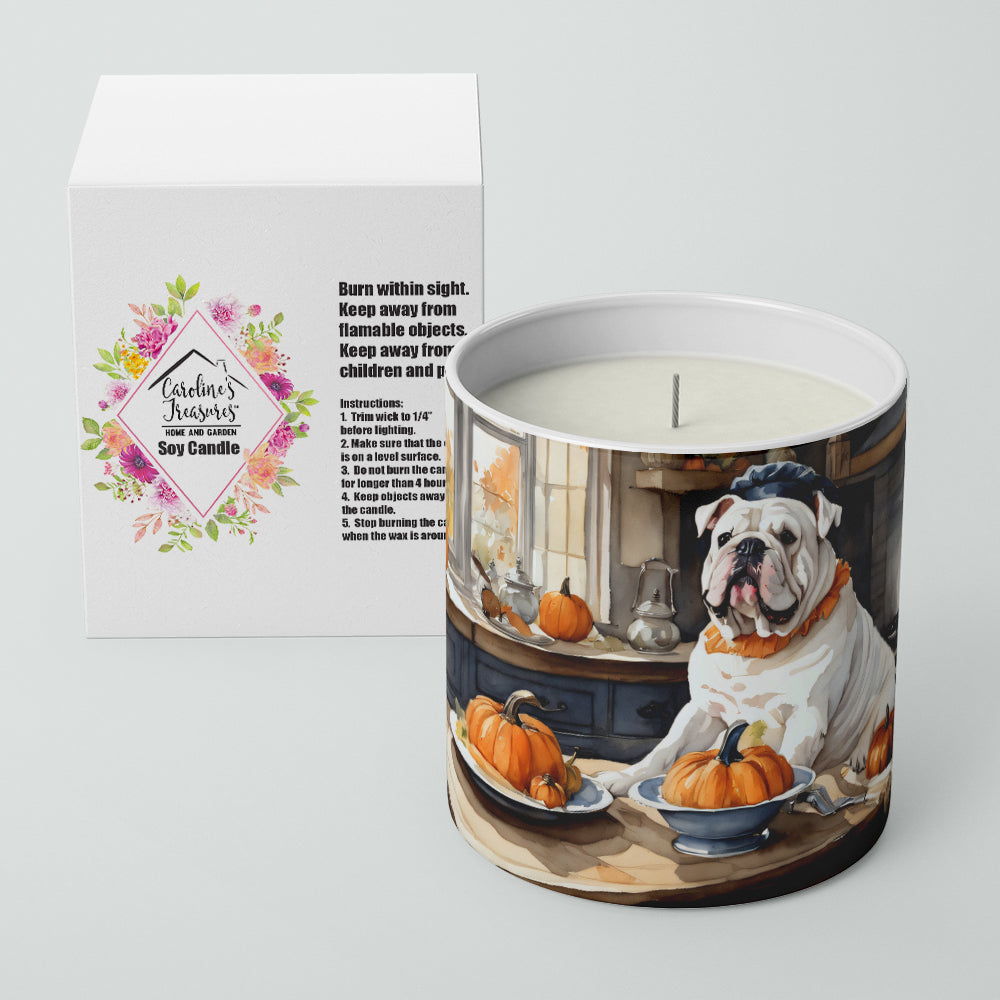 English Bulldog Fall Kitchen Pumpkins Decorative Soy Candle Nature Soy Wax Essential Oil Home Decor Ideal for Bedroom Kitchen Bath Office Gift, 10 oz