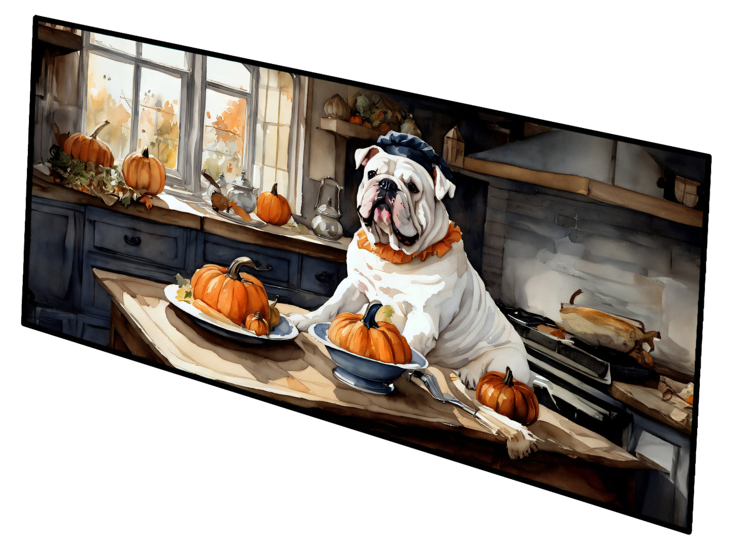 English Bulldog Fall Kitchen Pumpkins Runner Mat 28x58 Front Door Mat Indoor Outdoor Rugs for Entryway Hallway Foyer Non Slip Washable Wide Doormat