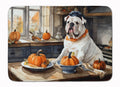 English Bulldog Fall Kitchen Pumpkins Memory Foam Kitchen Mat Machine Washable Anti-Fatigue Cushion Comfort Bath or Kitchen Rug