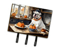 English Bulldog Fall Kitchen Pumpkins Leash or Key Holder Wall Hooks, Coat Rack Wall Mount, for Hanging Keys, Towels, Aprons, Leashes