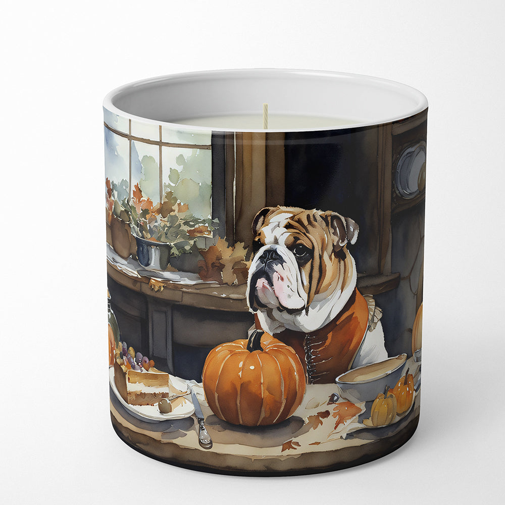 English Bulldog Fall Kitchen Pumpkins Decorative Soy Candle Nature Soy Wax Essential Oil Home Decor Ideal for Bedroom Kitchen Bath Office Gift, 10 oz