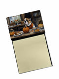 English Bulldog Fall Kitchen Pumpkins Watercolor Sticky Note Holder Refillable Dispenser Desk Accessory 3x3 Pad Gift