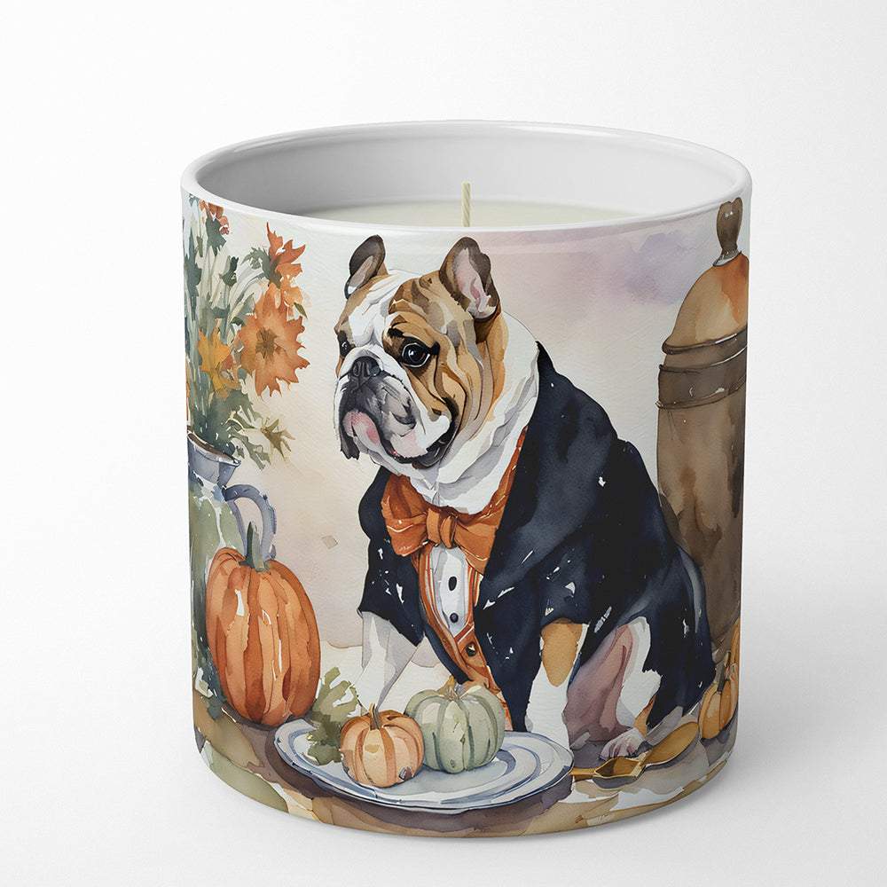 English Bulldog Fall Kitchen Pumpkins Decorative Soy Candle Nature Soy Wax Essential Oil Home Decor Ideal for Bedroom Kitchen Bath Office Gift, 10 oz