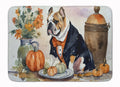 English Bulldog Fall Kitchen Pumpkins Memory Foam Kitchen Mat Machine Washable Anti-Fatigue Cushion Comfort Bath or Kitchen Rug