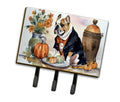 English Bulldog Fall Kitchen Pumpkins Leash or Key Holder Wall Hooks, Coat Rack Wall Mount, for Hanging Keys, Towels, Aprons, Leashes