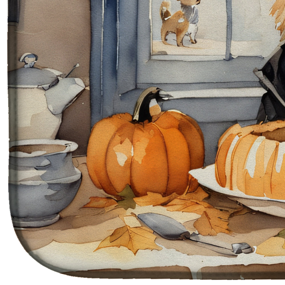 Cairn Terrier Fall Kitchen Pumpkins Dish Drying Mat Absorbent Dish Drying Mat Pad for Kitchen Counter Dish Drainer Mat for Countertop, 14 x 21", Multicolor