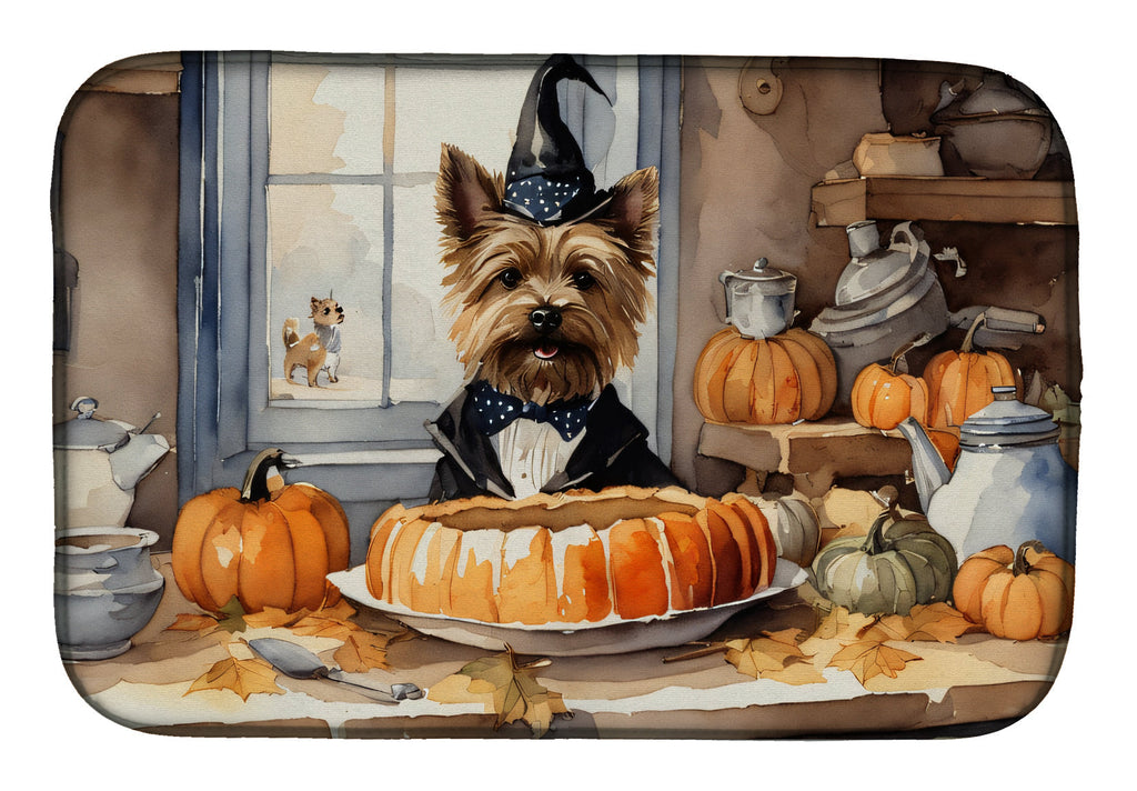 Cairn Terrier Fall Kitchen Pumpkins Dish Drying Mat Absorbent Dish Drying Mat Pad for Kitchen Counter Dish Drainer Mat for Countertop, 14 x 21", Multicolor