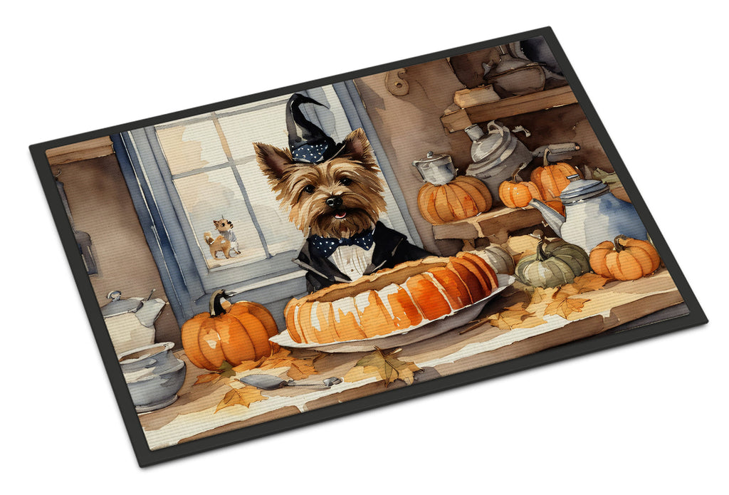 Cairn Terrier Fall Kitchen Pumpkins Doormat Indoor Outdoor 18H X 27W Front Door Mat Rugs for Entryway, Non Slip Washable