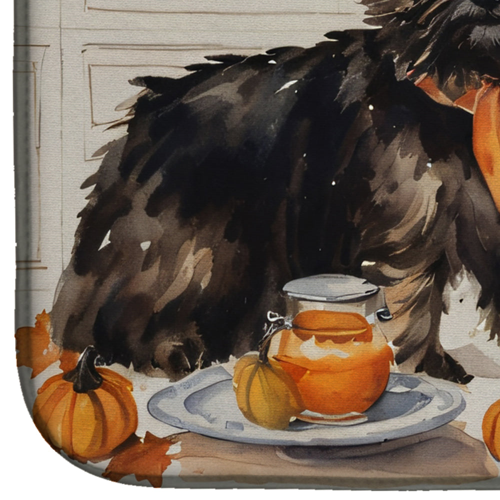 Cairn Terrier Fall Kitchen Pumpkins Dish Drying Mat Absorbent Dish Drying Mat Pad for Kitchen Counter Dish Drainer Mat for Countertop, 14 x 21", Multicolor