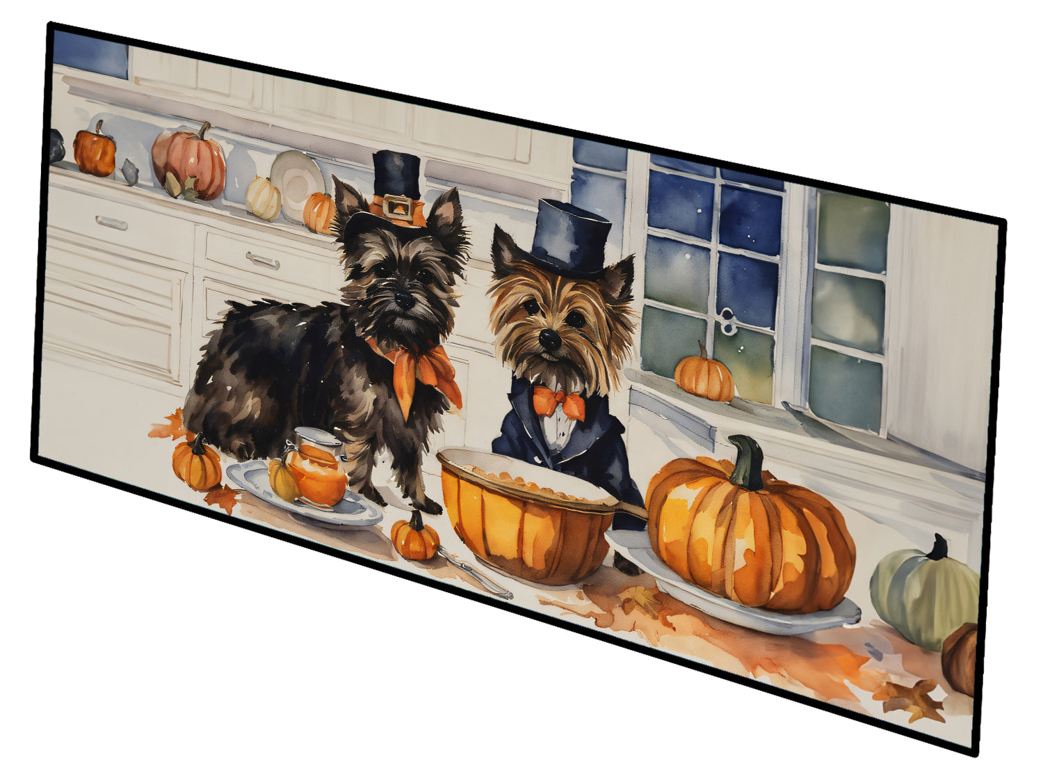 Cairn Terrier Fall Kitchen Pumpkins Runner Mat 28x58 Front Door Mat Indoor Outdoor Rugs for Entryway Hallway Foyer Non Slip Washable Wide Doormat
