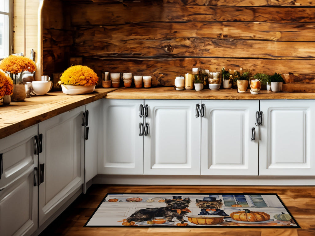 Cairn Terrier Fall Kitchen Pumpkins Runner Mat 28x58 Front Door Mat Indoor Outdoor Rugs for Entryway Hallway Foyer Non Slip Washable Wide Doormat