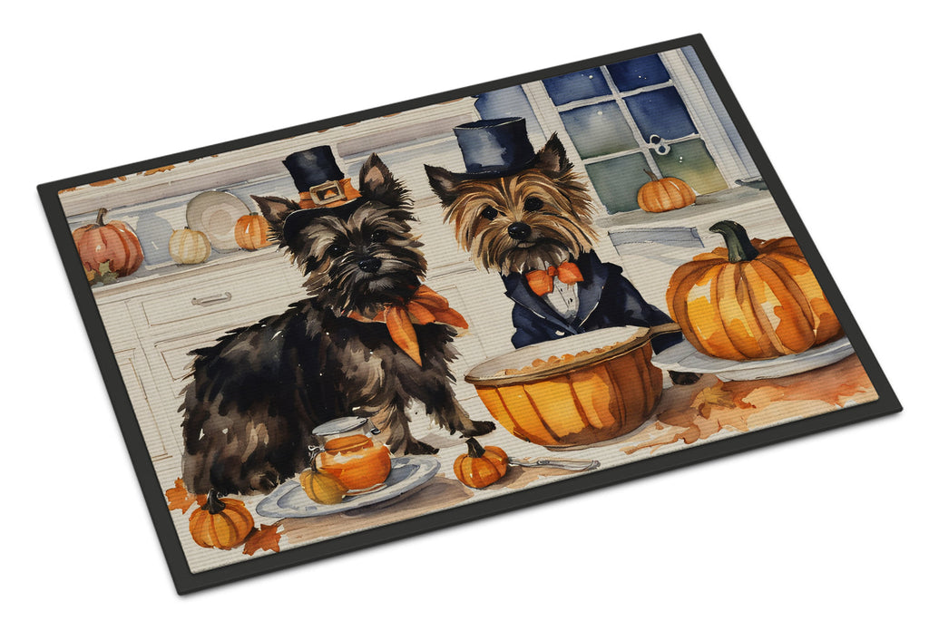 Cairn Terrier Fall Kitchen Pumpkins Doormat Indoor Outdoor 24H X 36W Front Door Mat Rugs for Entryway, Non Slip Washable Low Pile,