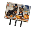 Cairn Terrier Fall Kitchen Pumpkins Leash or Key Holder Wall Hooks, Coat Rack Wall Mount, for Hanging Keys, Towels, Aprons, Leashes