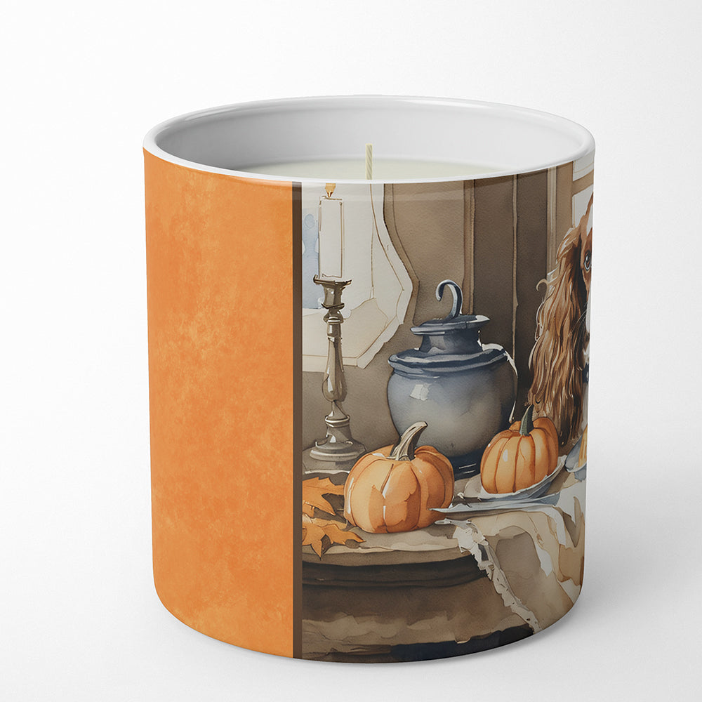 Cavalier Spaniel Fall Kitchen Pumpkins Decorative Soy Candle Nature Soy Wax Essential Oil Home Decor Ideal for Bedroom Kitchen Bath Office Gift, 10 oz