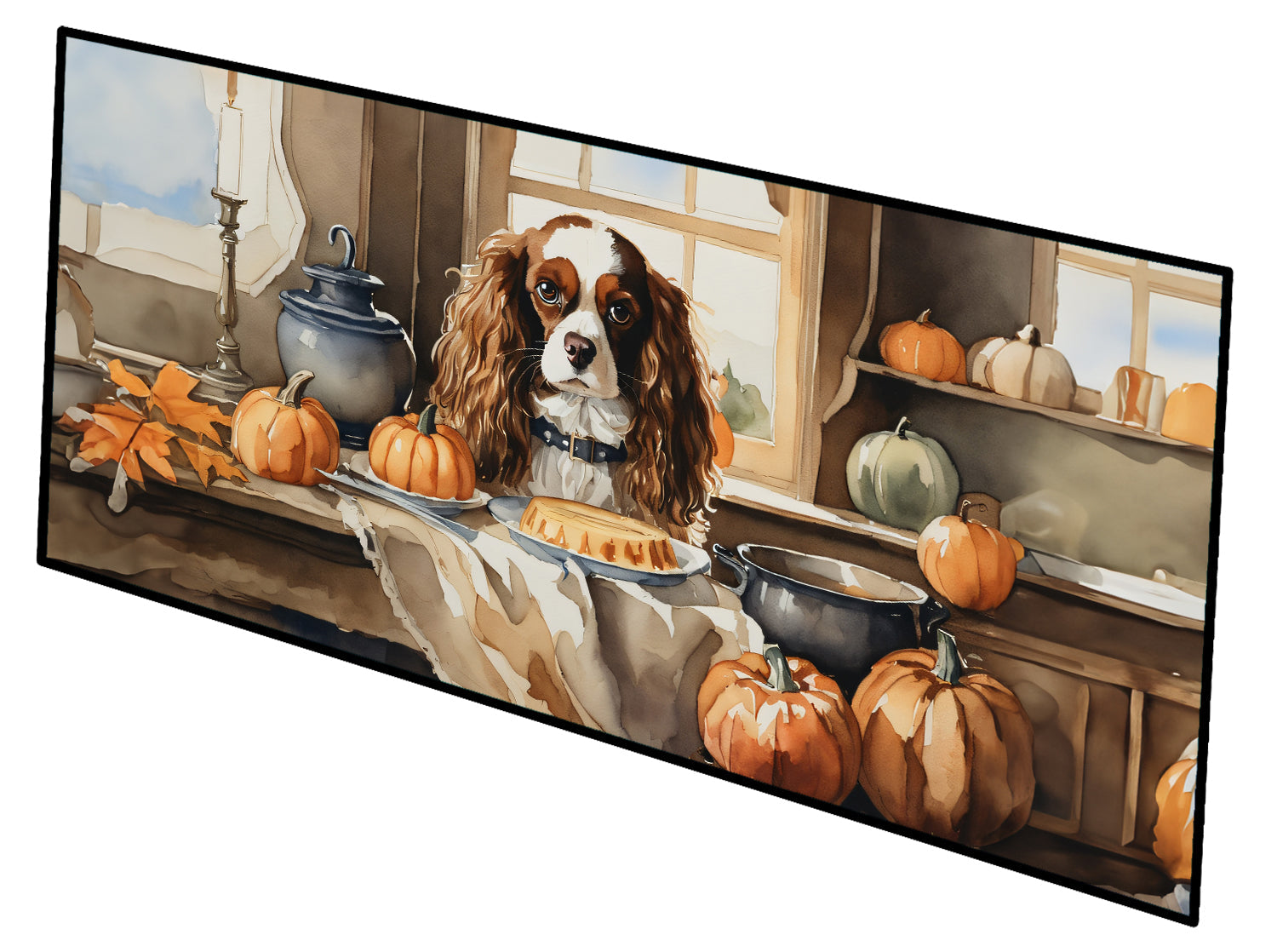 Cavalier Spaniel Fall Kitchen Pumpkins Runner Mat 28x58 Front Door Mat Indoor Outdoor Rugs for Entryway Hallway Foyer Non Slip Washable Wide Doormat