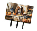 Cavalier Spaniel Fall Kitchen Pumpkins Leash or Key Holder Wall Hooks, Coat Rack Wall Mount, for Hanging Keys, Towels, Aprons, Leashes