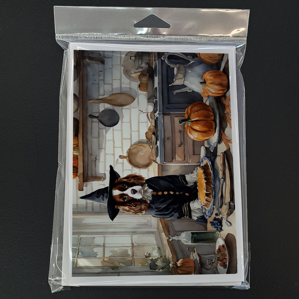 Cavalier Spaniel Fall Kitchen Pumpkins Greeting Cards Pack of 8 Blank Cards with Envelopes Whimsical A7 Size 5x7