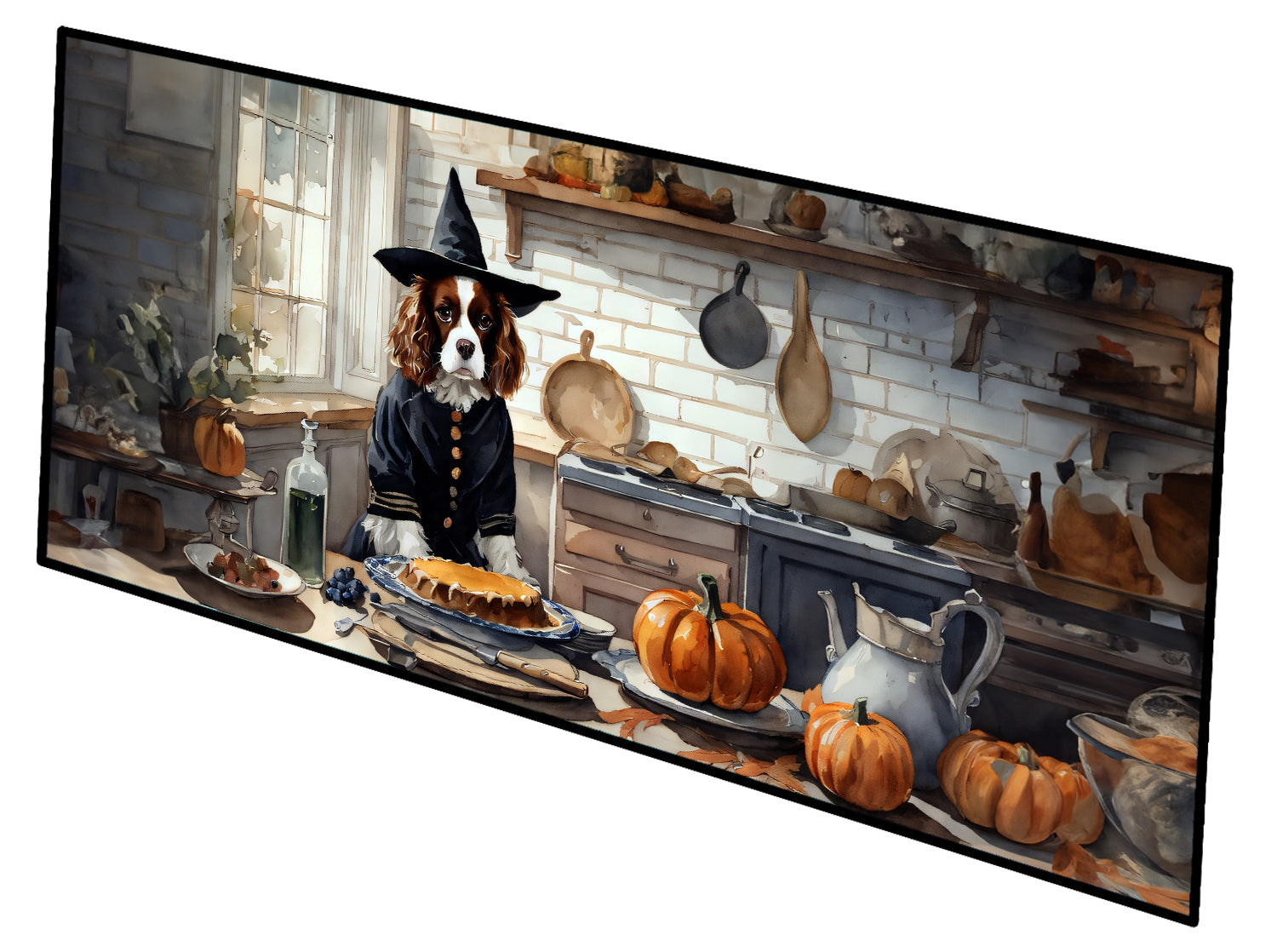 Cavalier Spaniel Fall Kitchen Pumpkins Runner Mat 28x58 Front Door Mat Indoor Outdoor Rugs for Entryway Hallway Foyer Non Slip Washable Wide Doormat