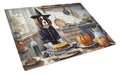 Cavalier Spaniel Fall Kitchen Pumpkins Cutting Board Tempered Glass Kitchen Cutting Surface, Heat Resistant Chopping, Non-Slip Feet, Food Prep & Serving