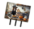 Cavalier Spaniel Fall Kitchen Pumpkins Leash or Key Holder Wall Hooks, Coat Rack Wall Mount, for Hanging Keys, Towels, Aprons, Leashes