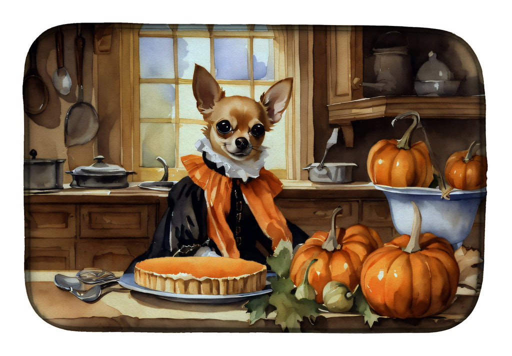 Chihuahua Fall Kitchen Pumpkins Dish Drying Mat Absorbent Dish Drying Mat Pad for Kitchen Counter Dish Drainer Mat for Countertop, 14 x 21", Multicolor
