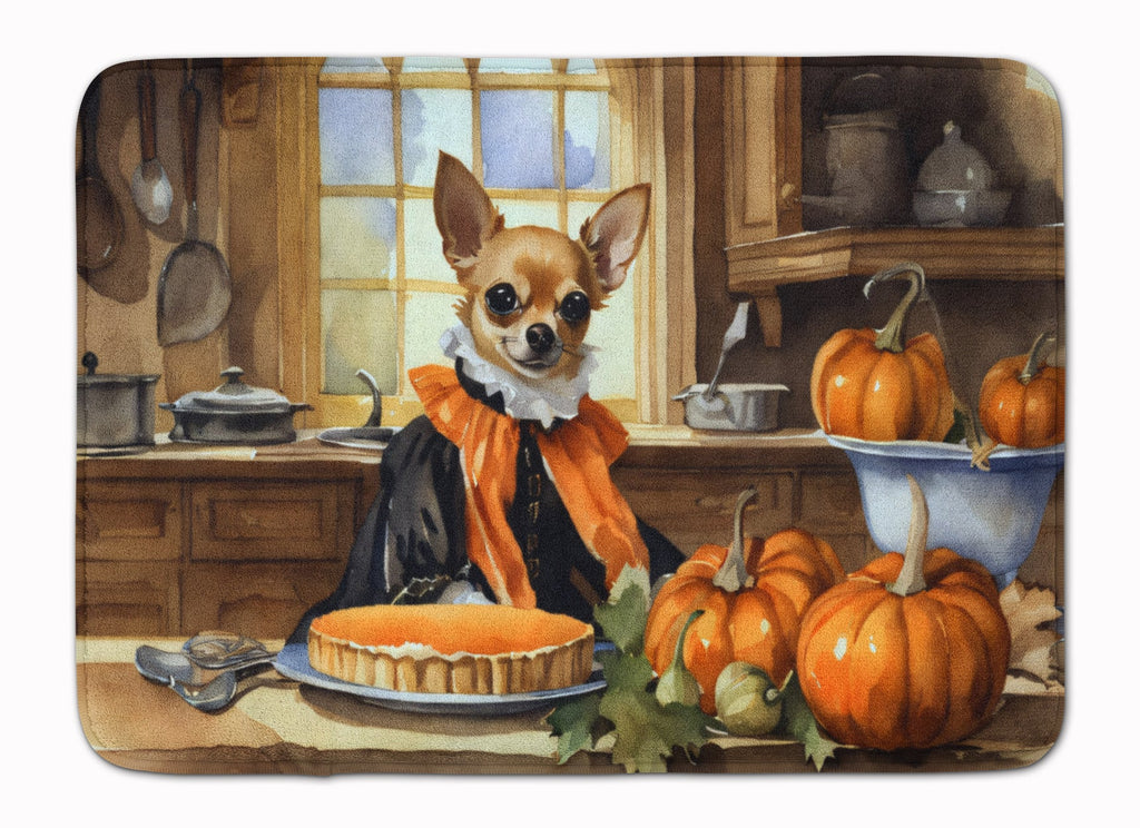 Chihuahua Fall Kitchen Pumpkins Memory Foam Kitchen Mat Machine Washable Anti-Fatigue Cushion Comfort Bath or Kitchen Rug