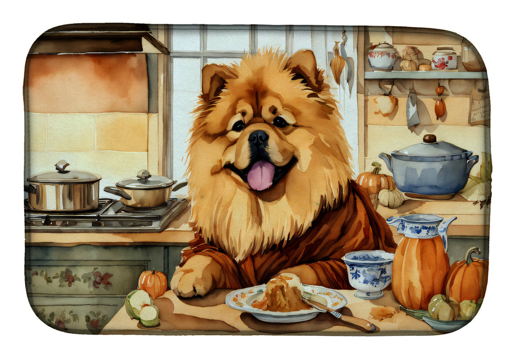 Chow Chow Fall Kitchen Pumpkins Dish Drying Mat Absorbent Dish Drying Mat Pad for Kitchen Counter Dish Drainer Mat for Countertop, 14 x 21", Multicolor