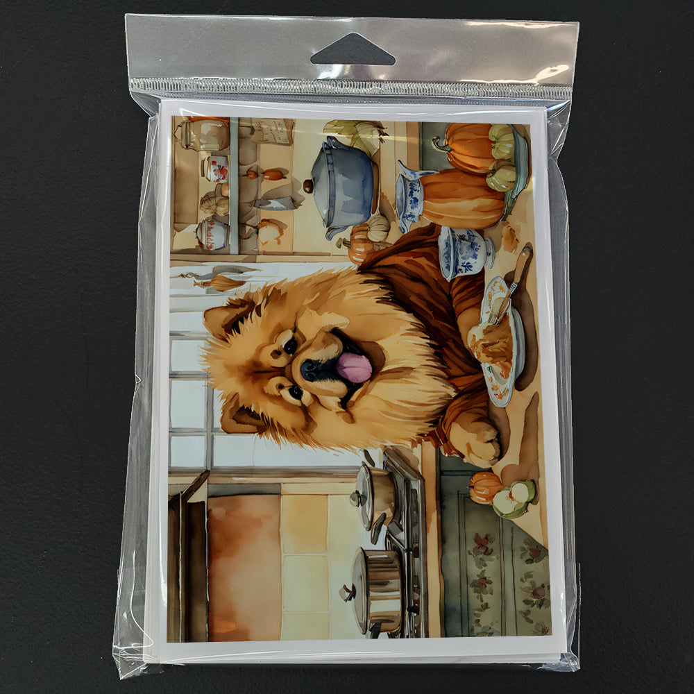 Chow Chow Fall Kitchen Pumpkins Greeting Cards Pack of 8 Blank Cards with Envelopes Whimsical A7 Size 5x7