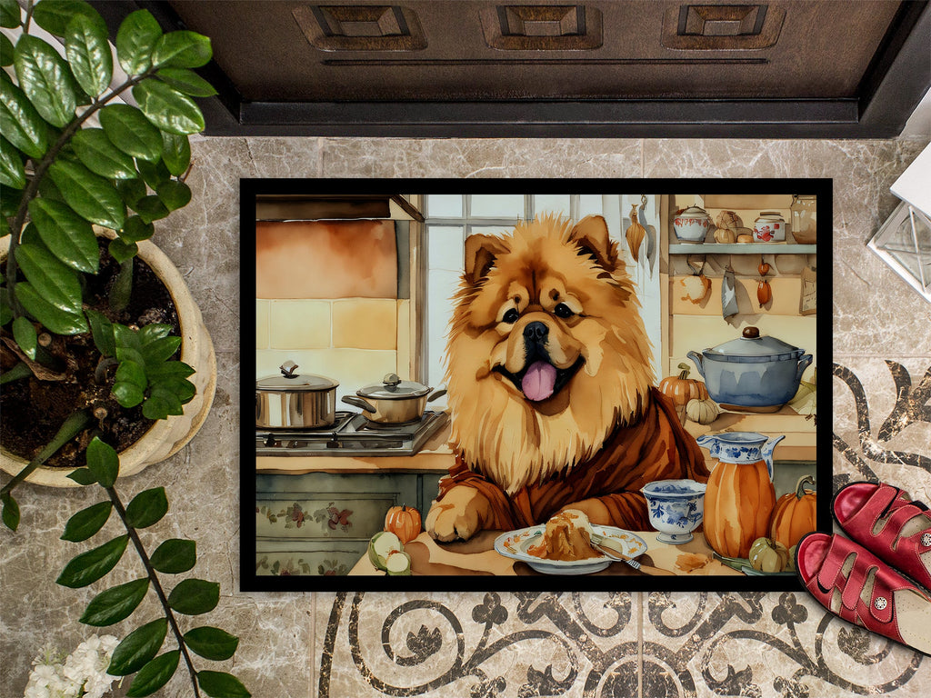 Chow Chow Fall Kitchen Pumpkins Doormat Indoor Outdoor 18H X 27W Front Door Mat Rugs for Entryway, Non Slip Washable