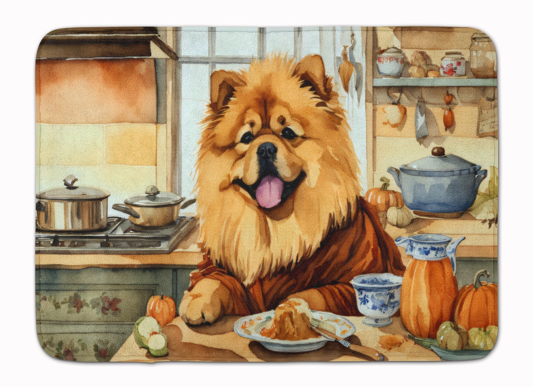 Chow Chow Fall Kitchen Pumpkins Memory Foam Kitchen Mat Machine Washable Anti-Fatigue Cushion Comfort Bath or Kitchen Rug