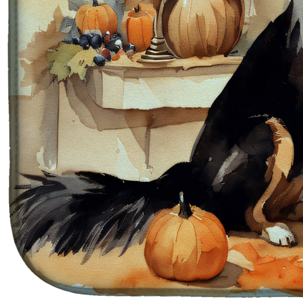 Collie Fall Kitchen Pumpkins Dish Drying Mat Absorbent Dish Drying Mat Pad for Kitchen Counter Dish Drainer Mat for Countertop, 14 x 21", Multicolor