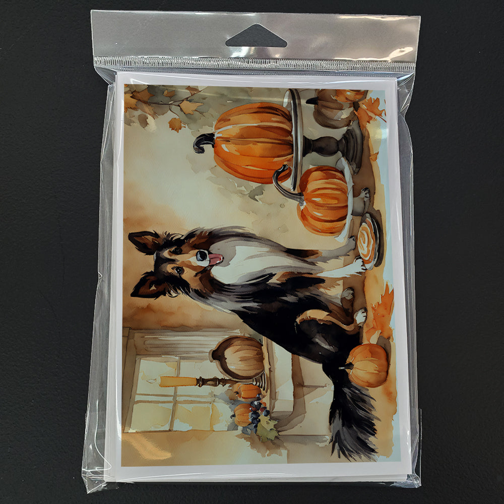 Collie Fall Kitchen Pumpkins Greeting Cards Pack of 8 Blank Cards with Envelopes Whimsical A7 Size 5x7