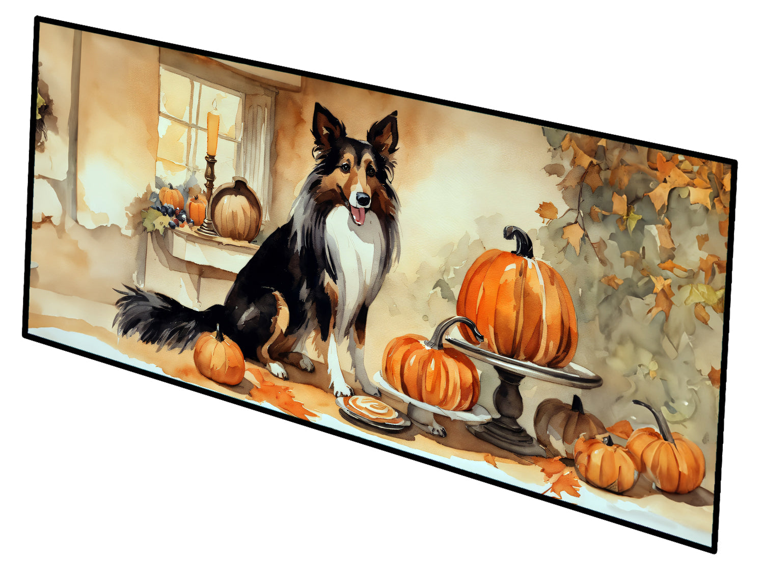 Collie Fall Kitchen Pumpkins Runner Mat 28x58 Front Door Mat Indoor Outdoor Rugs for Entryway Hallway Foyer Non Slip Washable Wide Doormat