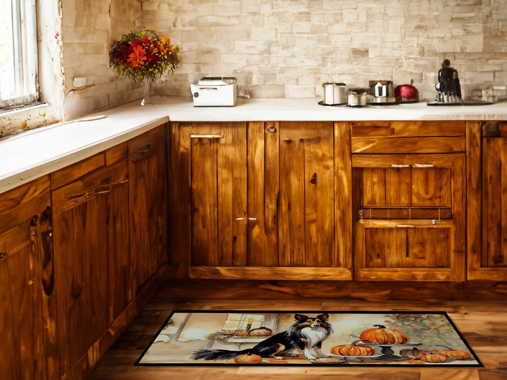 Collie Fall Kitchen Pumpkins Runner Mat 28x58 Front Door Mat Indoor Outdoor Rugs for Entryway Hallway Foyer Non Slip Washable Wide Doormat