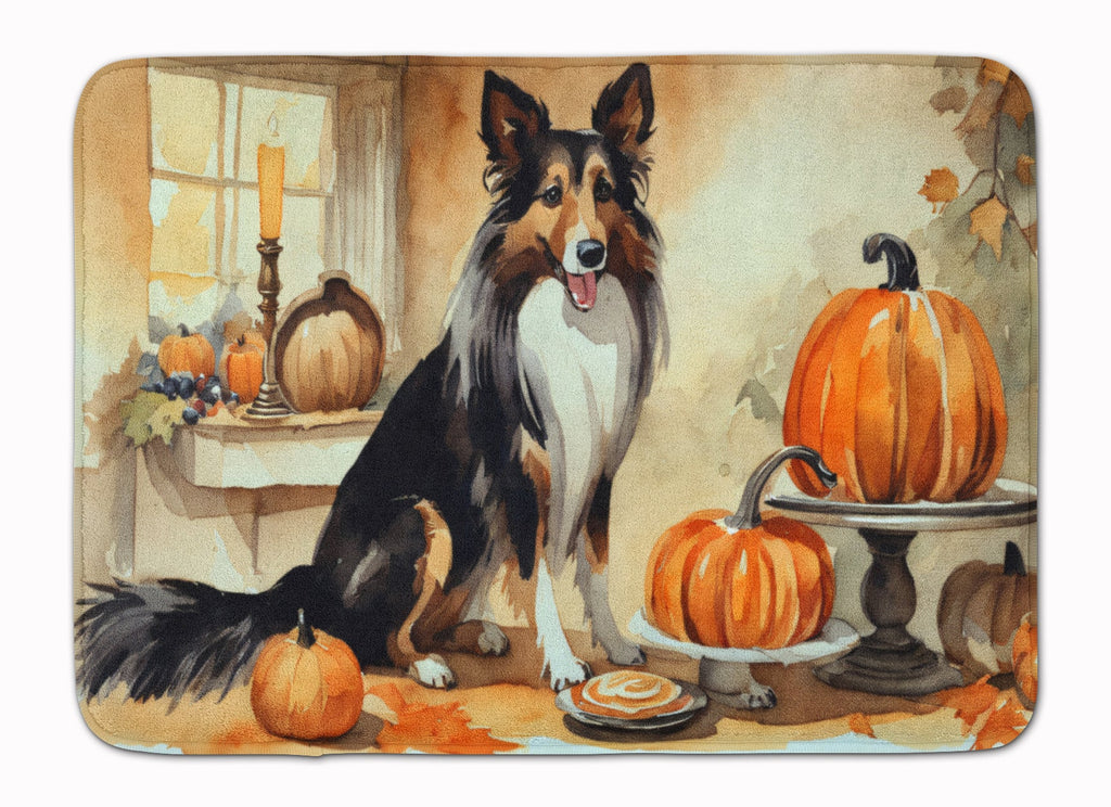 Collie Fall Kitchen Pumpkins Memory Foam Kitchen Mat Machine Washable Anti-Fatigue Cushion Comfort Bath or Kitchen Rug