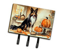 Collie Fall Kitchen Pumpkins Leash or Key Holder Wall Hooks, Coat Rack Wall Mount, for Hanging Keys, Towels, Aprons, Leashes