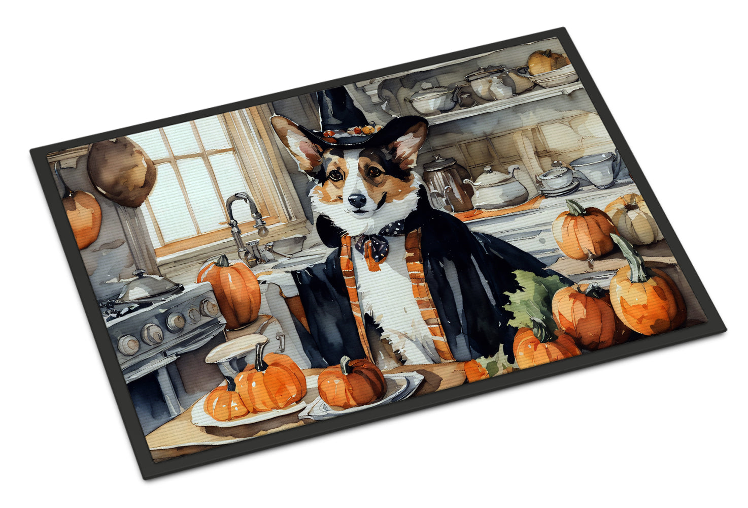 Corgi Fall Kitchen Pumpkins Doormat Indoor Outdoor 24H X 36W Front Door Mat Rugs for Entryway, Non Slip Washable Low Pile,