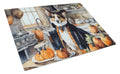 Corgi Fall Kitchen Pumpkins Cutting Board Tempered Glass Kitchen Cutting Surface, Heat Resistant Chopping, Non-Slip Feet, Food Prep & Serving