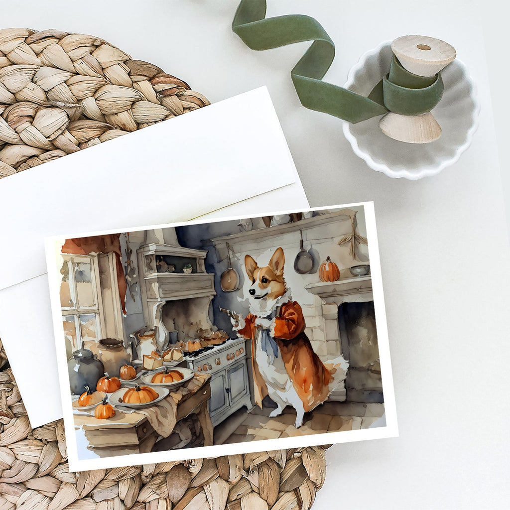 Corgi Fall Kitchen Pumpkins Greeting Cards Pack of 8 Blank Cards with Envelopes Whimsical A7 Size 5x7